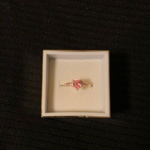 Sterling silver 925 ring with heart CZ pink stone